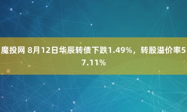 魔投网 8月12日华辰转债下跌1.49%，转股溢价率57.11%